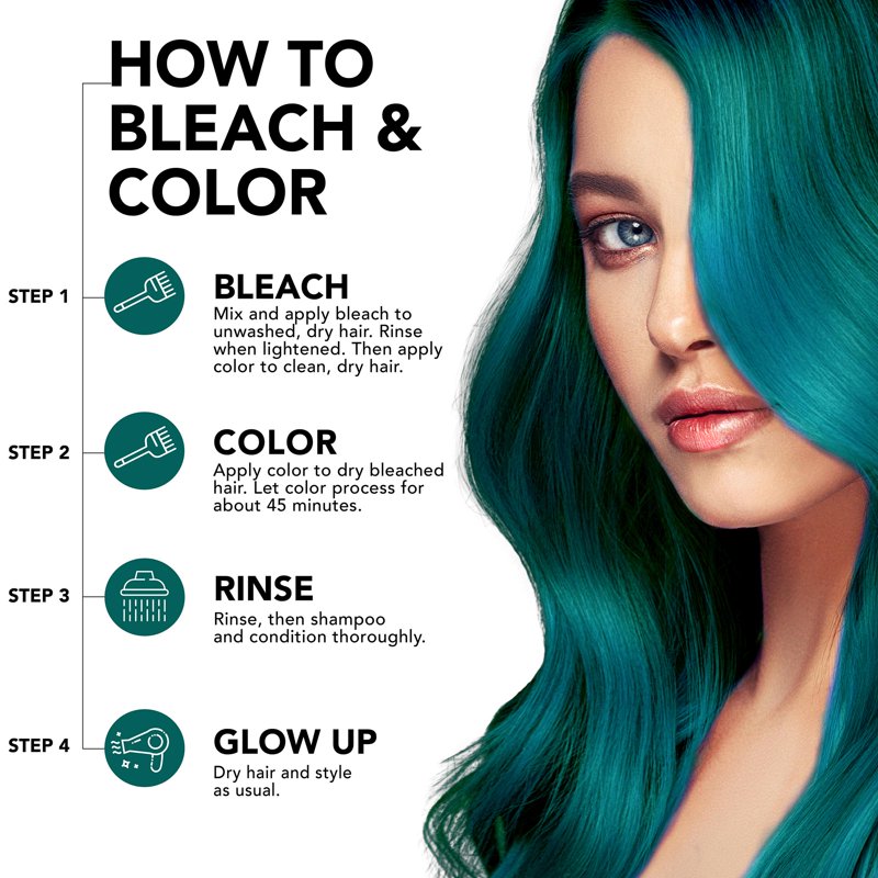 Semi-Permanent Hair Dye Kit with Bleach - Deep Emerald Green