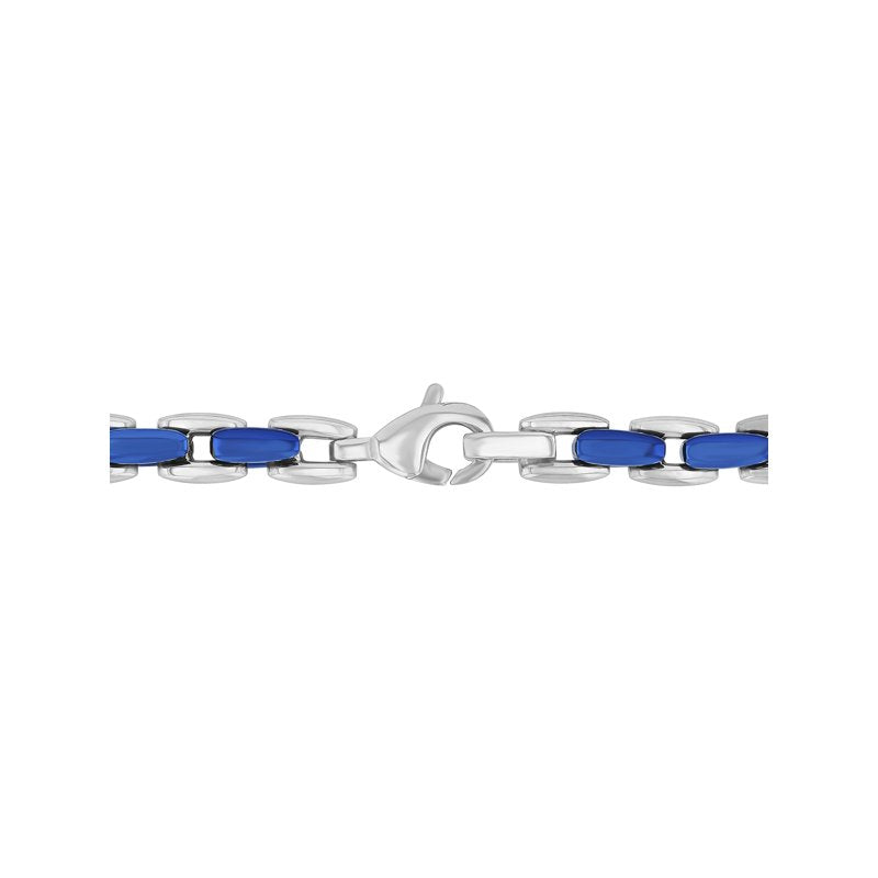 Men's Two-Tone Stainless Steel H-Link Chain Necklace 24 Inches - Modern Jewelry
