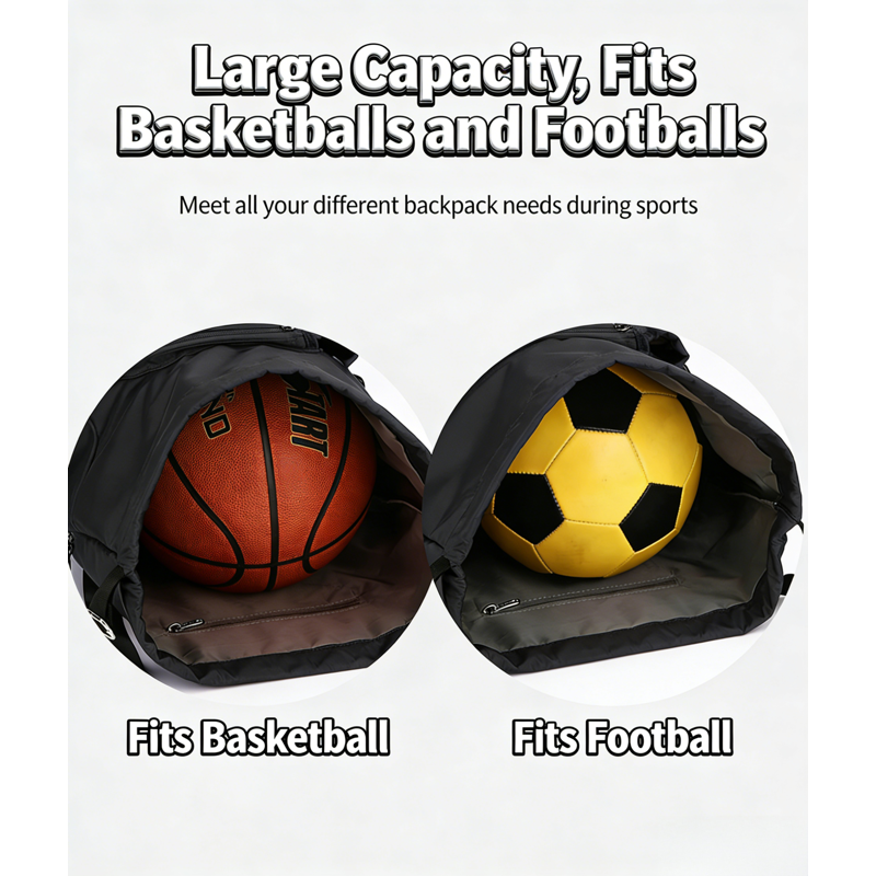 Sports Backpack with Shoe Compartment and Racket Sleeve - Gym & Court Bag