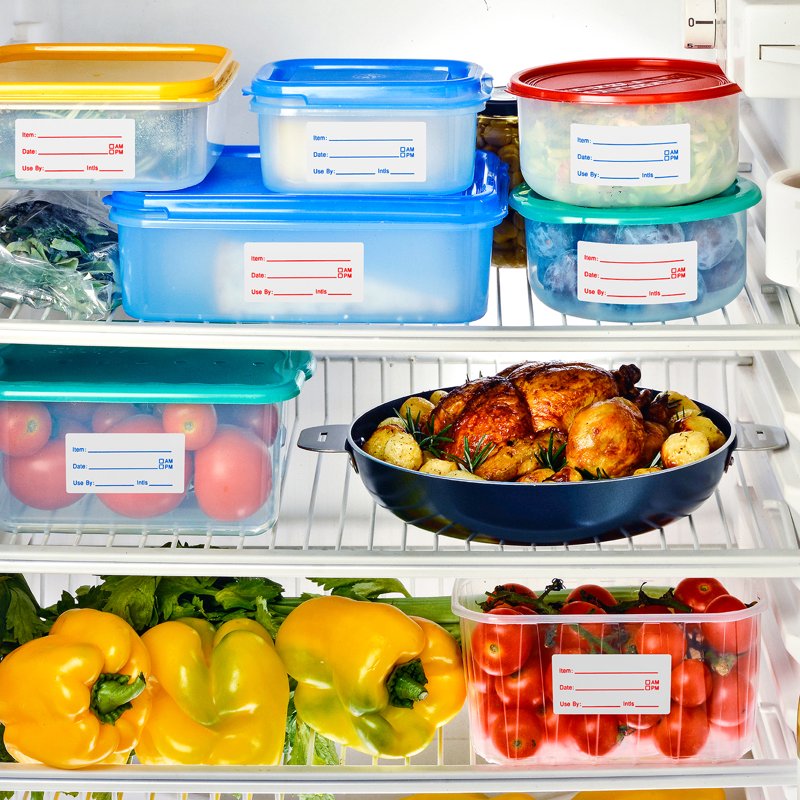 Removable Food Storage Labels - 2 Rolls, 1000 Waterproof & Oil-Resistant Stickers for Jars & Containers