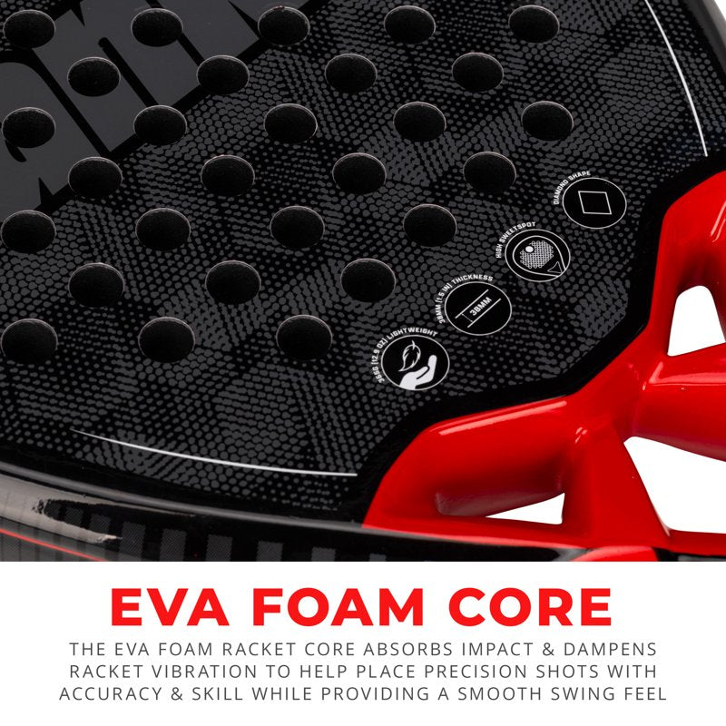 Fiberglass Padel Racket with Foam Core - Lightweight Tennis Paddle for Control