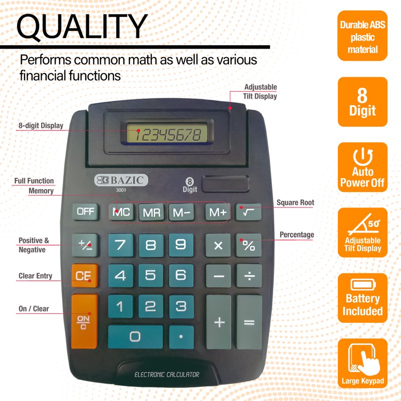 Large Desktop Calculator with 8-Digit Display and Tilt Screen - Office Supplies