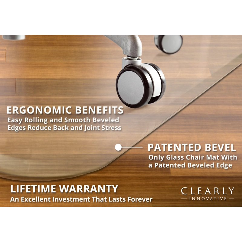 Glass Chair Mat with Beveled Edge - Heavy Duty Office Floor Protector