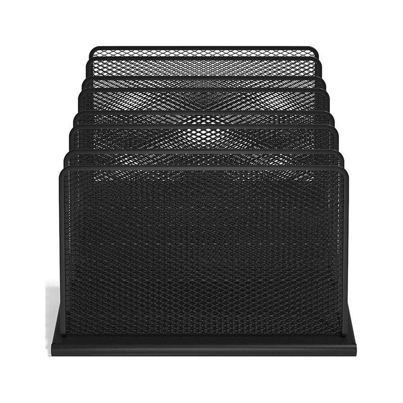 7-Tier Wire Mesh File Organizer - Incline Desktop Paper Tray for Office
