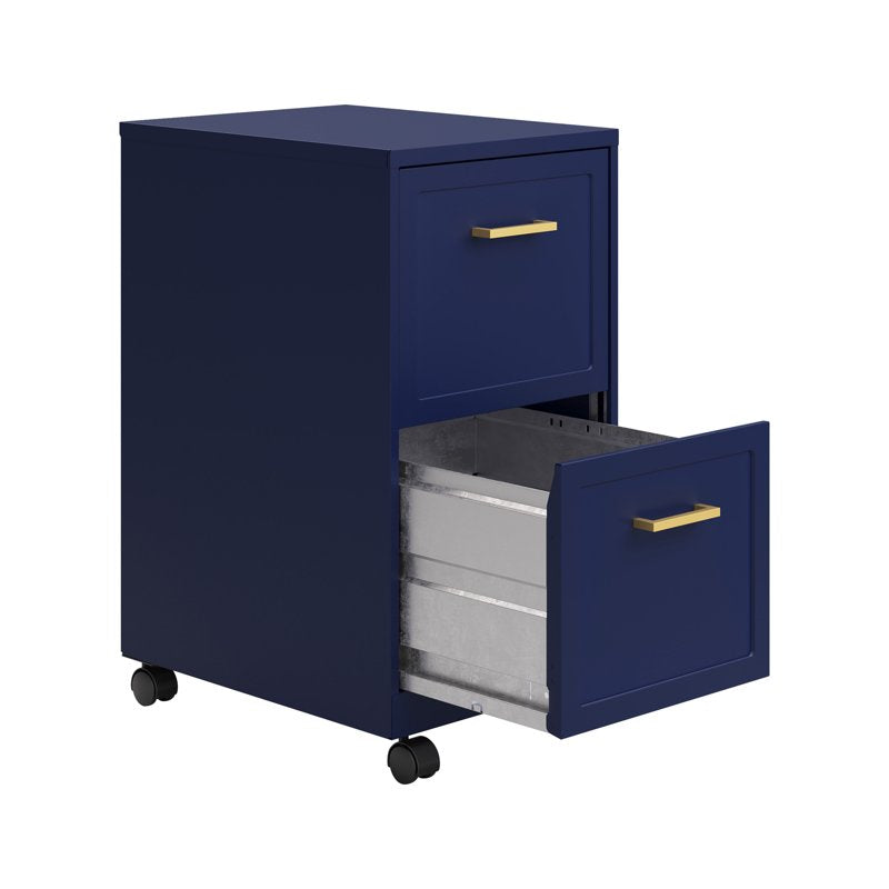 Mobile Steel File Cabinet with 2 Deep Drawers for Office & Home Organization