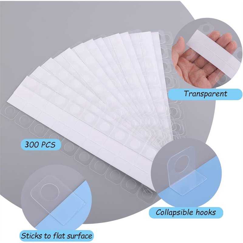 300 Self Adhesive Clear Plastic Hanging Tabs for Retail Display