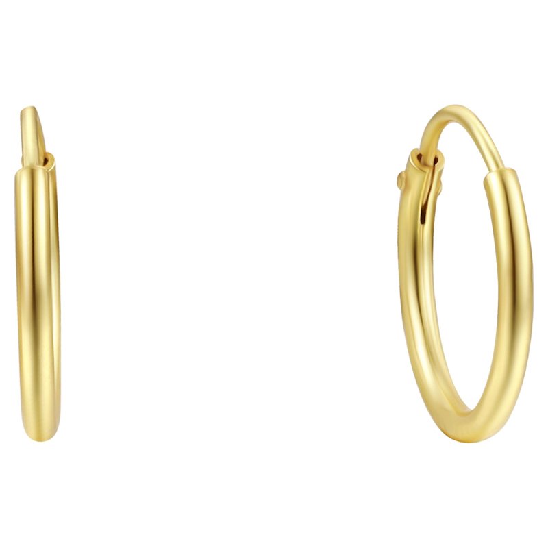 3 Pair Hoop Earring Set in 14K Gold Silver Rose Gold Plated Sterling Silver 12mm