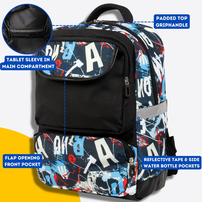 Kids 15-Inch School Backpack with Pencil Case and Reflective Tape