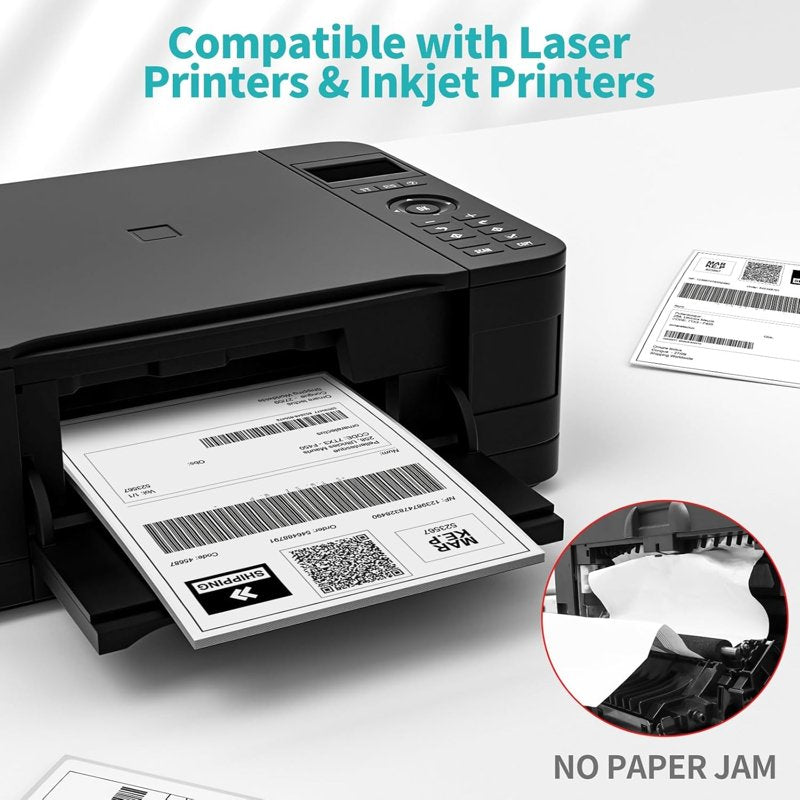 Full Sheet Shipping Labels 8.5x11 Inch - Blank Self-Adhesive Printable Labels (100 Sheets)