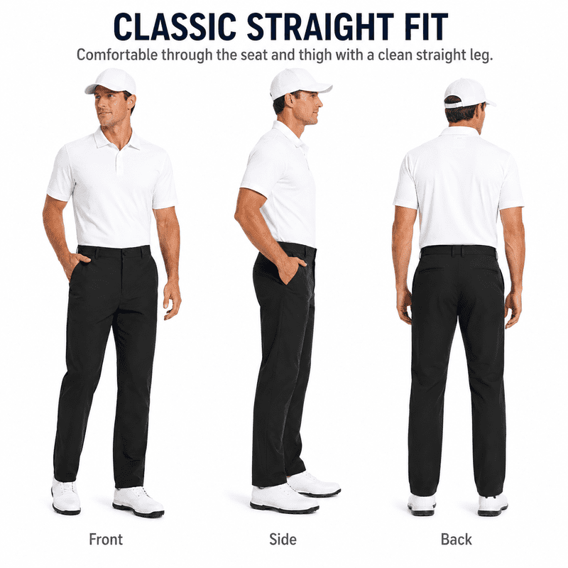 Men's Stretch Dress Pants - Quick Dry Business Casual Slacks, Flat-Front Fit