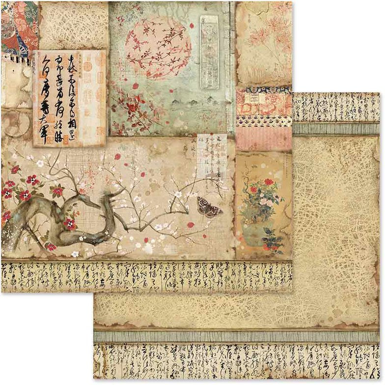 Double-Sided Scrapbook Paper Pad 8x8 Inches - Oriental Garden Design, 10 Sheets