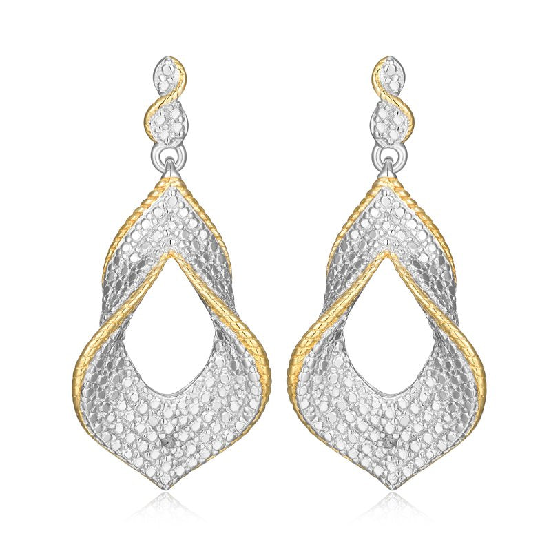 Forever Facets Diamond Accent Drop Earrings in Two-Tone Rhodium and Gold