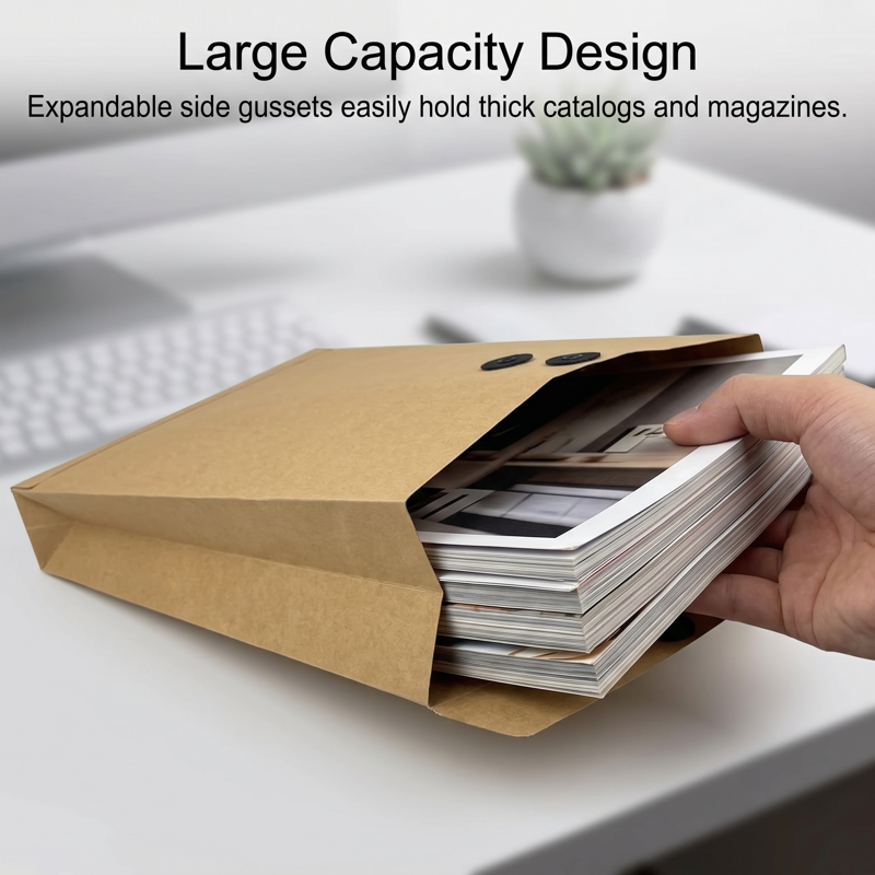 Large Expandable Kraft Envelope with Hook-and-Loop Closure - 15 Pack