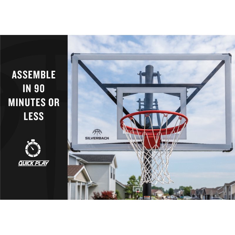 In-Ground Basketball Hoop with 54-Inch Infinity Edge Backboard & Height Adjustment