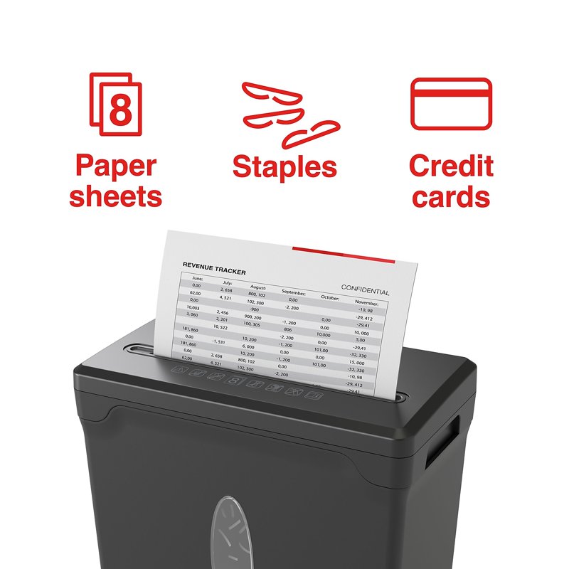 Personal Cross-Cut Paper Shredder with 8-Sheet Capacity for Home & Office