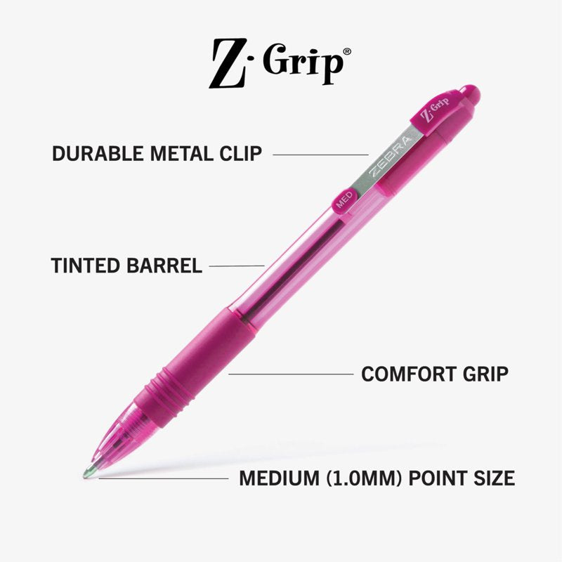 Zebra Z-Grip Retractable Ballpoint Pens 1.0mm Assorted 7 Pack