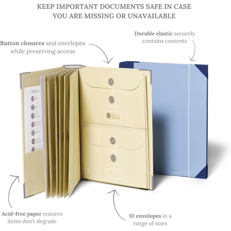 Document Organizer Binder with Guided Labels and Multiple Pockets - Acid-Free Storage for Home & Office