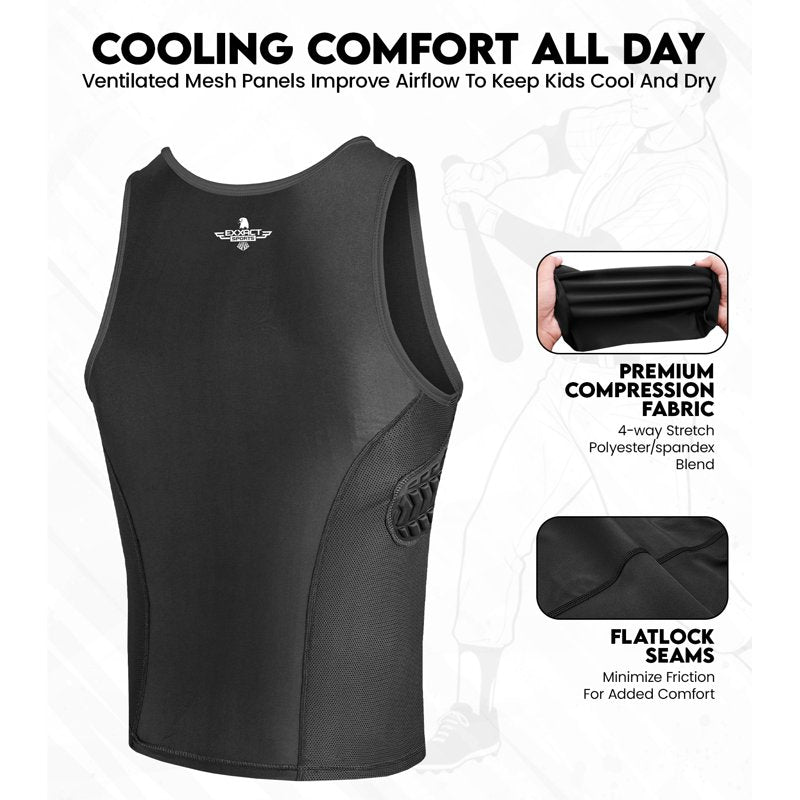 Youth Baseball Chest Protector with Impact-Dispersing Padding & Breathable Mesh