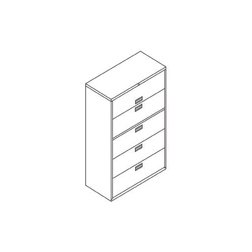 HON 600 Series 5-Drawer Lateral File Cabinet 42x18x64.3in Steel