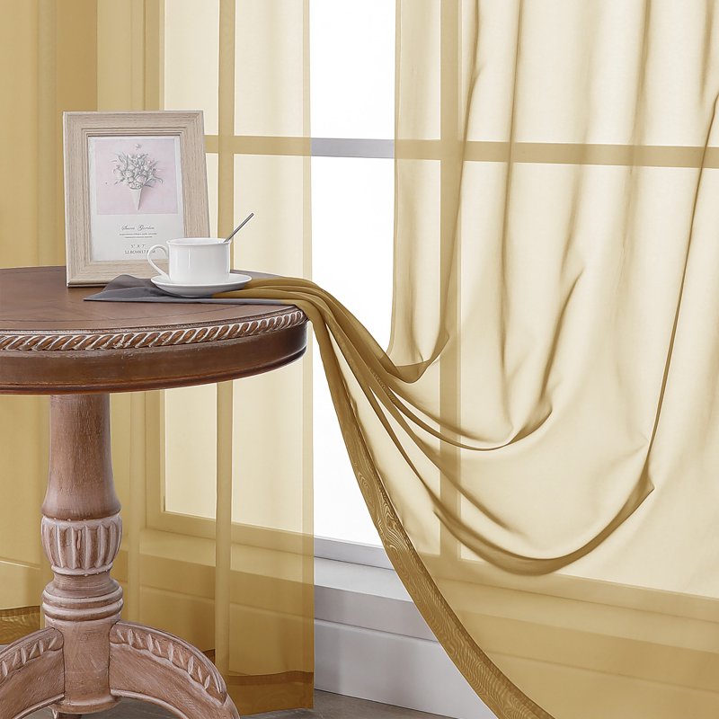 59x63 Inch Gold Sheer Curtain Panel - Extra Wide Light Filtering Voile Drapes, 2 Pack (Variation: 59x63-2PCS, Gold)