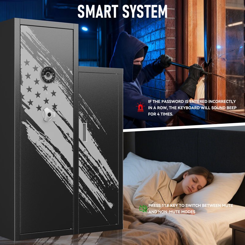 Large Gun Safe for Rifles and Pistols - 8-10 Capacity with Removable Shelves