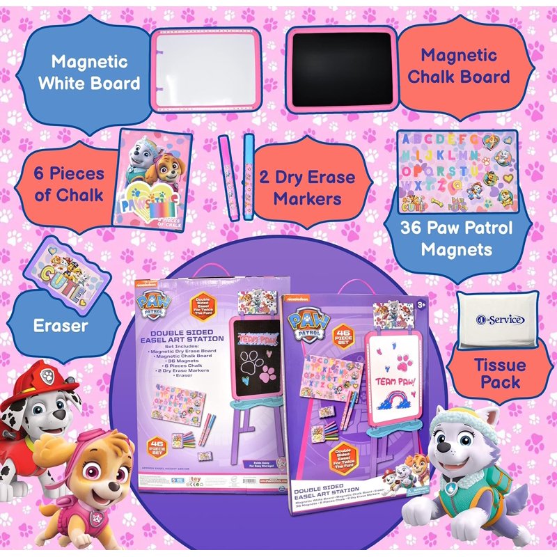 Kids Art Easel with Magnetic Whiteboard & Chalkboard - Pink/Purple