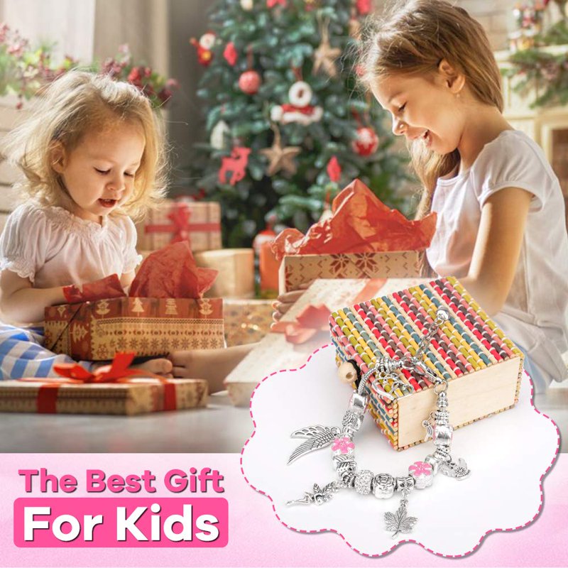 Girls DIY Charm Bracelet Making Kit for Ages 6-12 - Creative Jewelry Gift Set