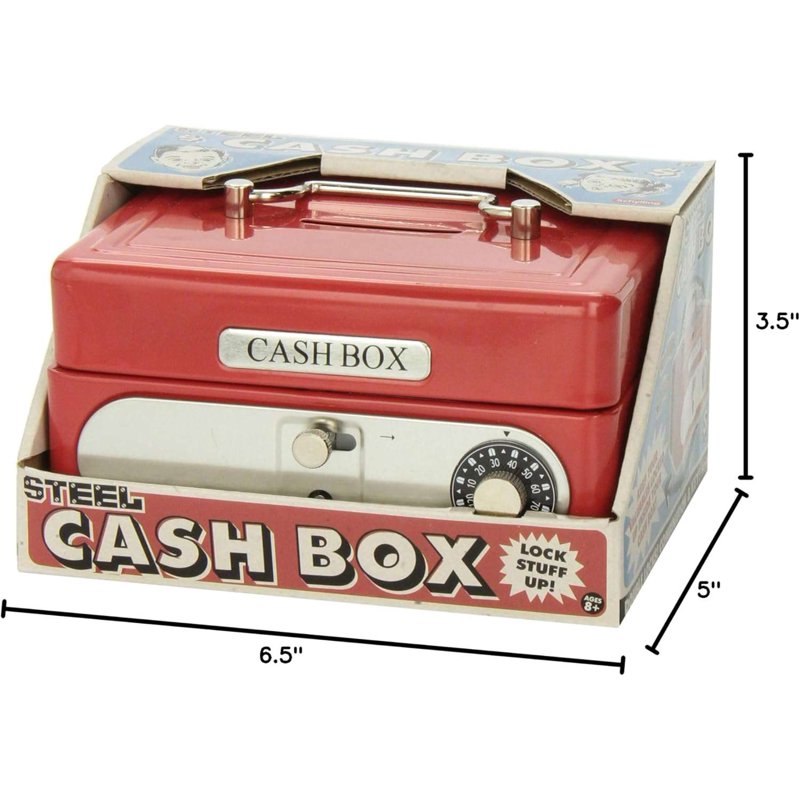 Red Metal Cash Box with Lock & Coin Slot - 6 x 6 x 4 Inches