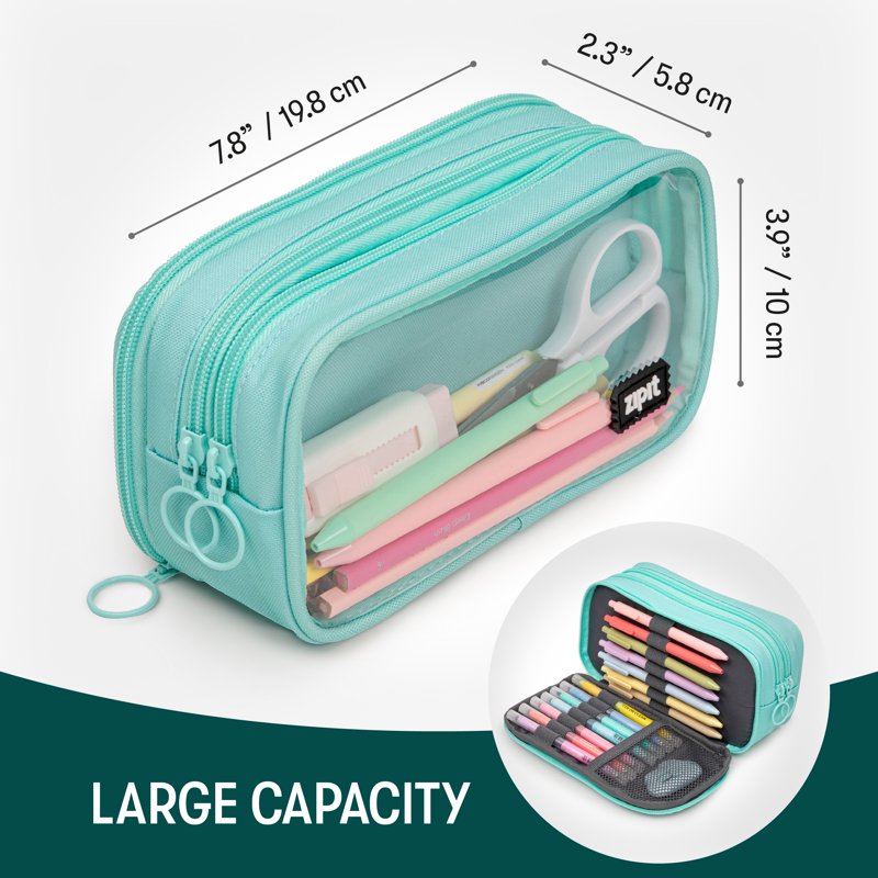 Large Capacity Double Compartment Pencil Case - Sturdy & Washable Organizer