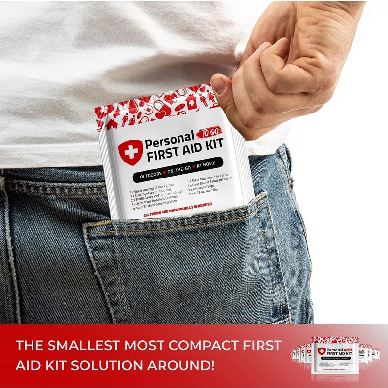 Travel First Aid Kit 10 Pack Compact Emergency Medical Supplies for Home Car & Outdoors