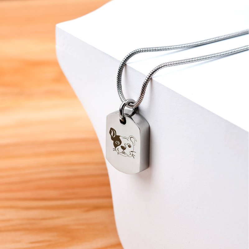 Pet Cremation Necklace Dog Tag Memorial Jewelry with Funnel Kit - Stainless Steel