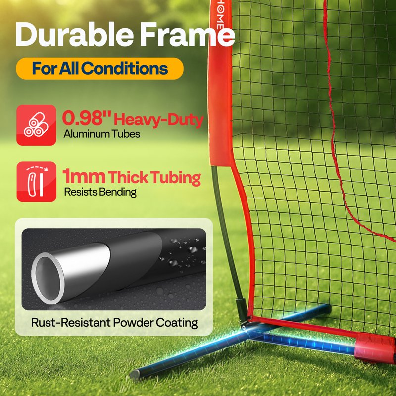 7 x 7 Ft Baseball Softball Practice Net with Carry Bag & Ground Nails