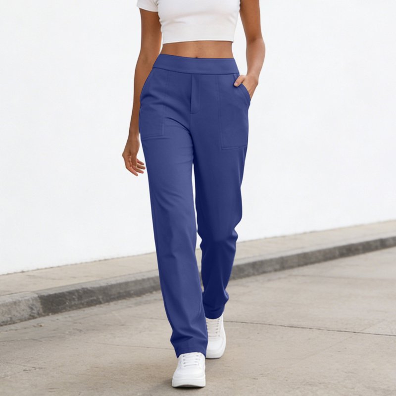 Women’s Elastic High Waist Pull-On Yoga Pants with Pockets - Casual & Athletic Fit