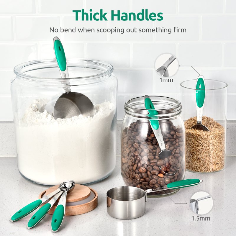 U-Taste 18/8 Stainless Steel Measuring Cups & Spoons Set - Teal, 10 Pcs