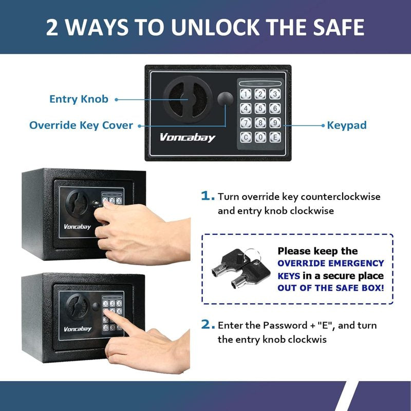Money Safe Box with Fireproof Bag and Digital Keypad - Security Safe for Home & Office