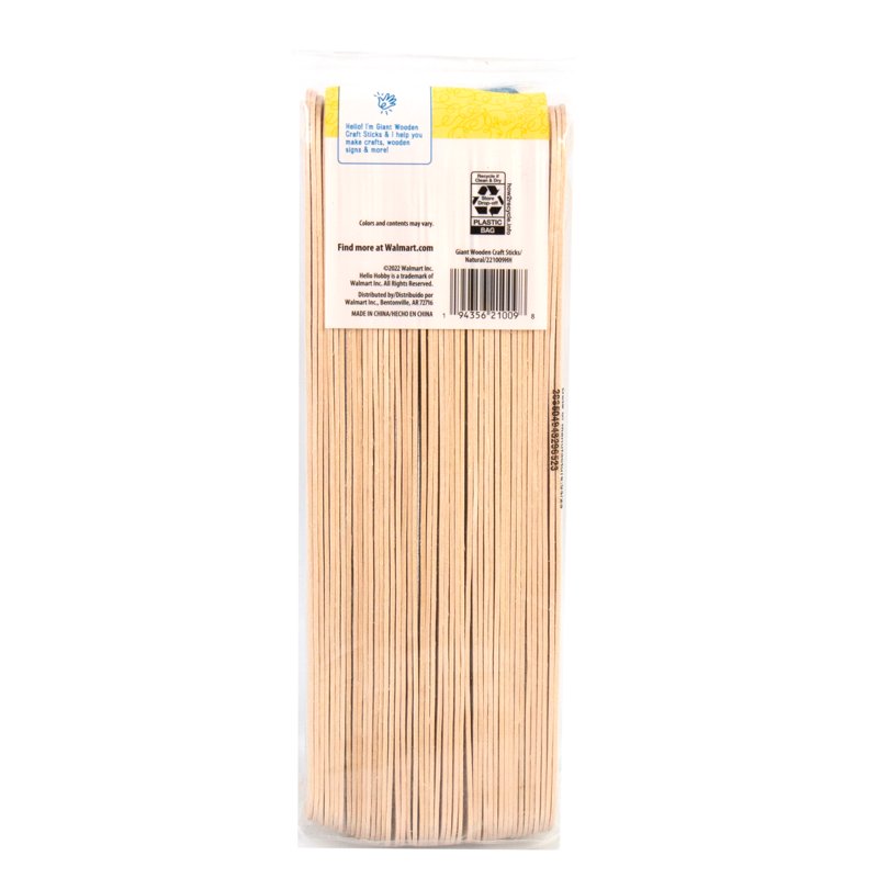 Giant Wooden Craft Sticks 45-Pack for Arts & DIY Projects - Natural Unfinished Wood