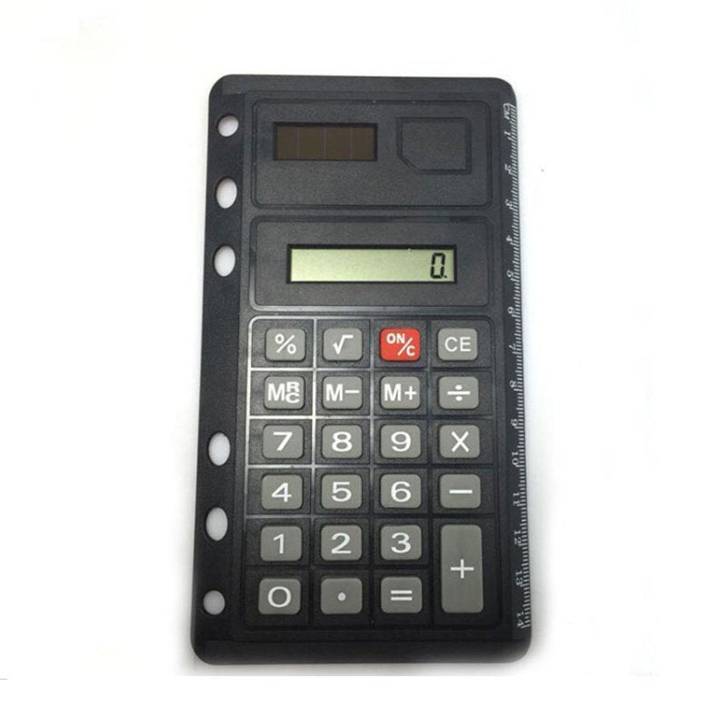 6-Hole Calculator with Ruler - Office Desk Calculator and Measurement Tool