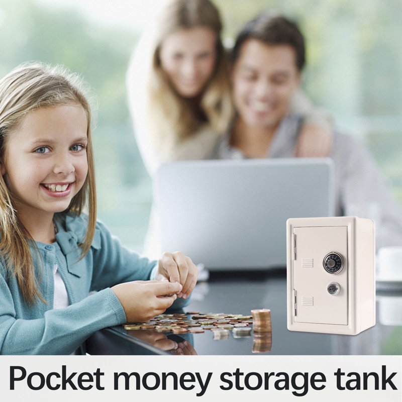 Kids Piggy Bank Locker Safe with Single Digit Lock and Key - Metal Money Box