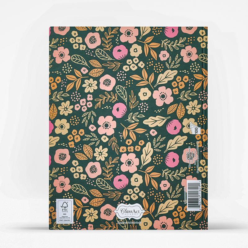 Large Floral Journal 8x10 Inch Hardcover Notebook with 200 College-Ruled Pages