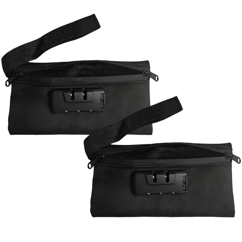 Lockable Money Pouch Set - 2 Polyester Cash Bags with Metal Locks, Compact Portable Design