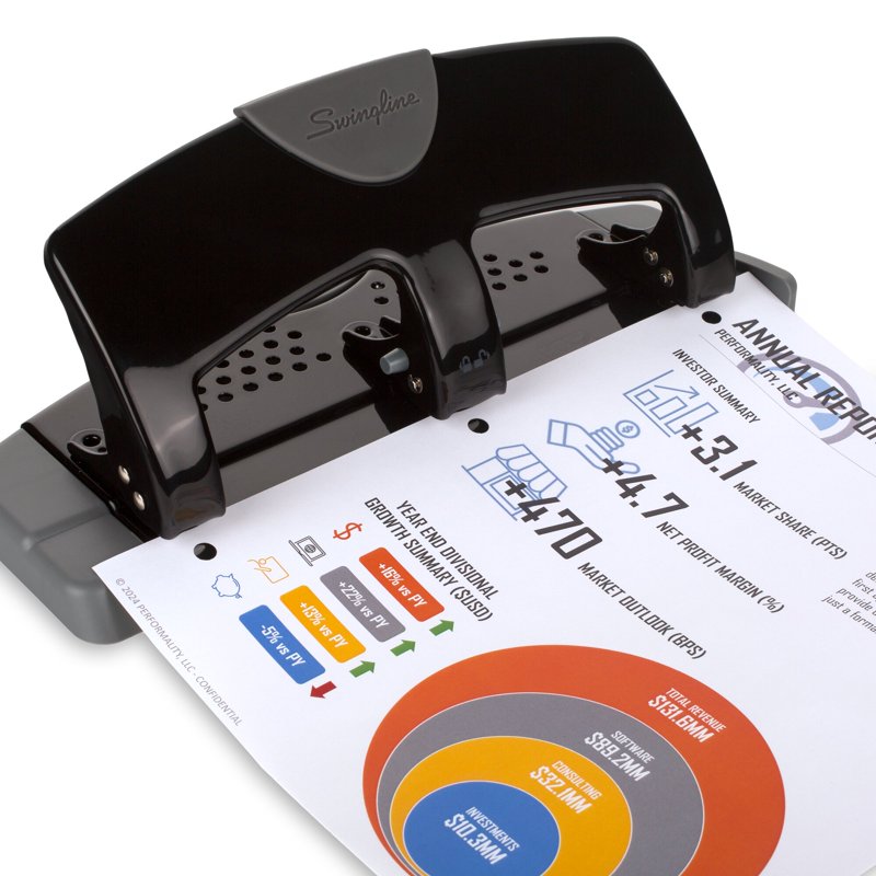 3-Hole Puncher, Swingline SmartTouch Low Effort Paper Punch for 20 Sheets