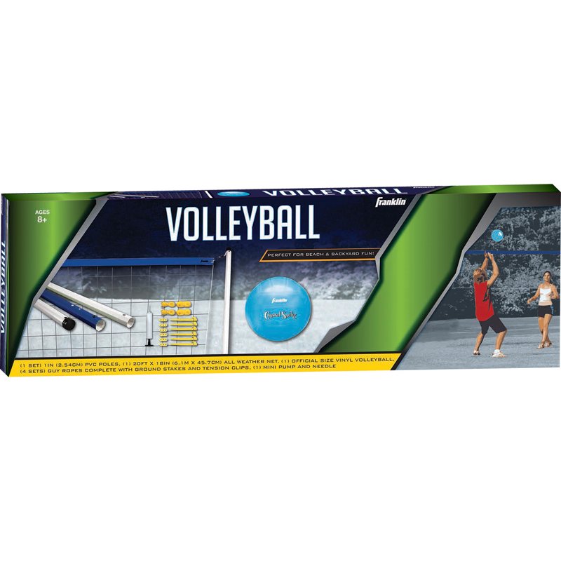 Portable Outdoor Volleyball Pole Set with Net, Court Marking, 20ft x 18in