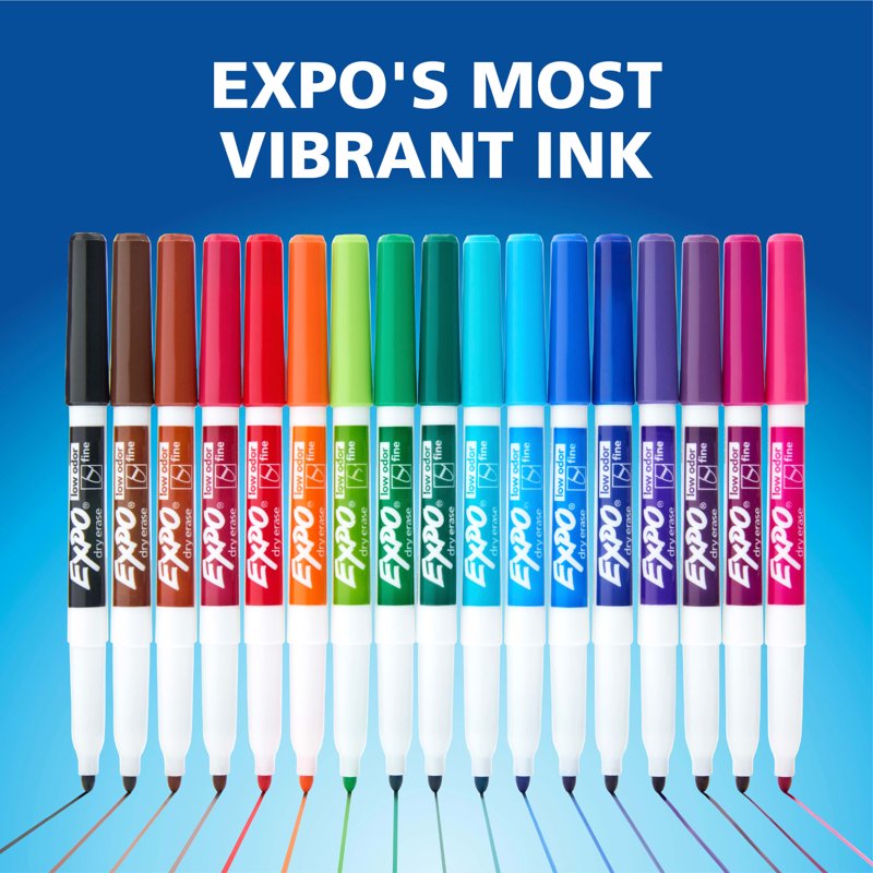 Dry Erase Markers Set - 36 Assorted Fine Tip Markers for Whiteboards & Surfaces