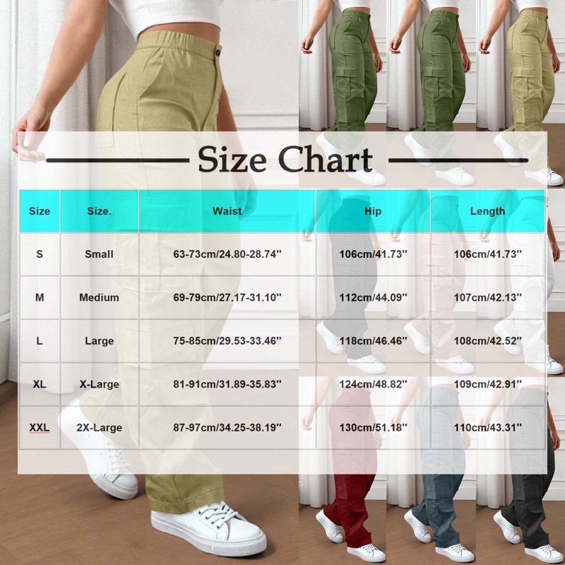 Women’s High Waist Cargo Pants with Pockets for Casual & Outdoor Wear
