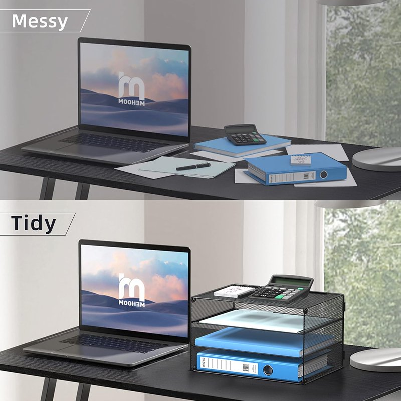 3-Tier Metal Desk File Organizer for Office & Home Storage