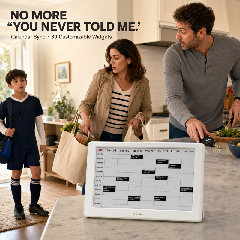 7-Inch E-Ink Calendar Display with Schedule & Weather - Minimalist Desk Widget