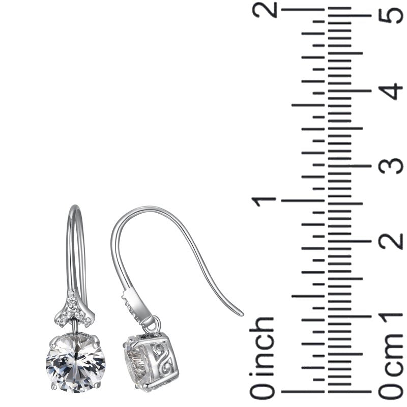 Moissanite Drop Earrings in Rhodium Plated Silver - Elegant Gift Jewelry