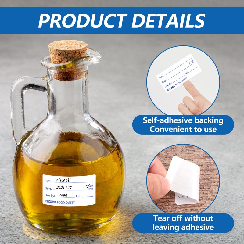 Removable Food Labels Tape 1500 Pcs Waterproof Freezer Labels for Containers