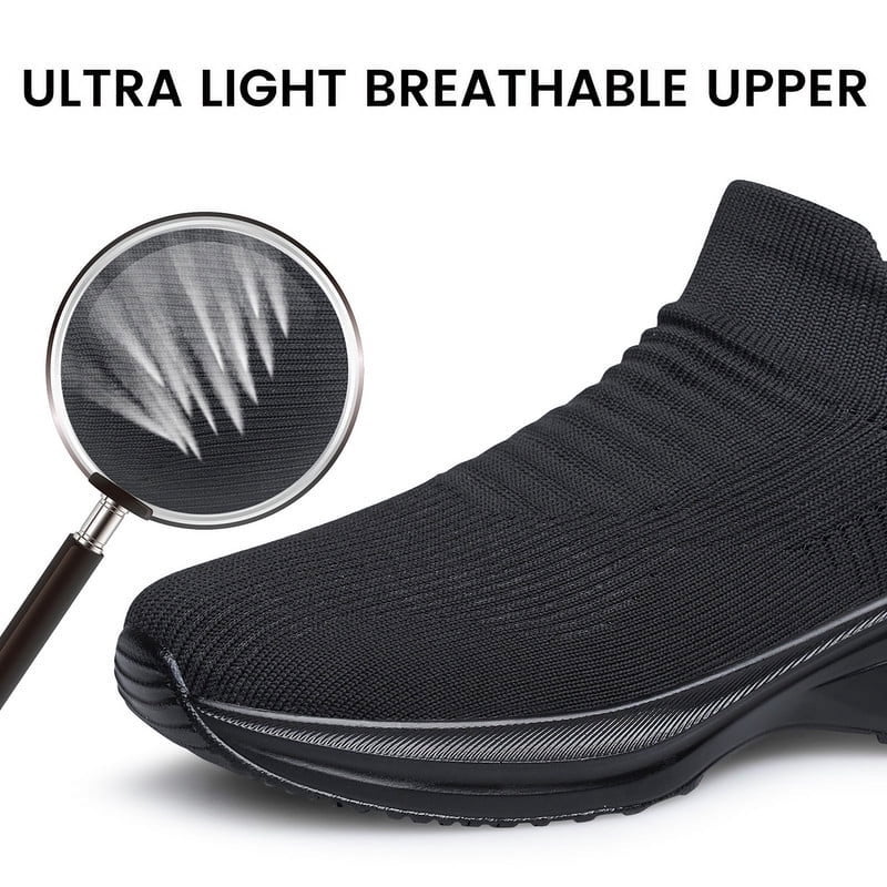 Men's Lightweight Breathable Non-Slip Walking Shoes - All Black Size 7.5