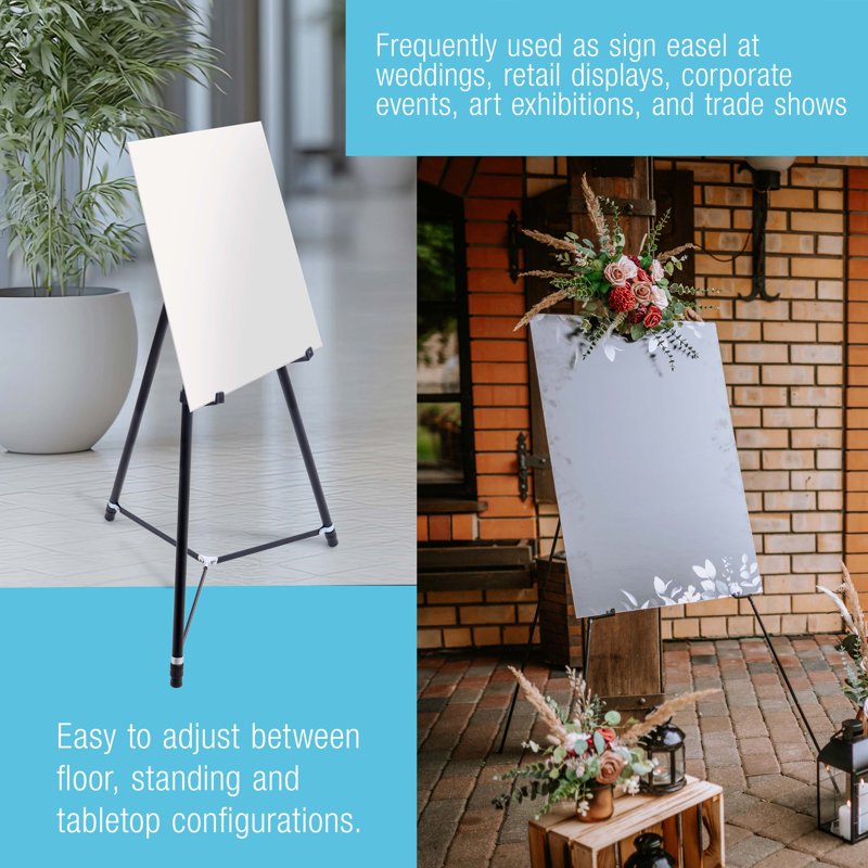 Heavy Duty Adjustable Aluminum Display Easel - Supports 45 lb for Art Signs & Posters